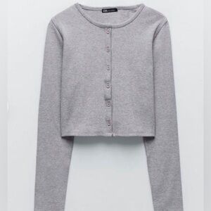 Zara grey Ribbed Cardigan